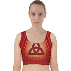 The Celtic Knot In Red Colors Velvet Racer Back Crop Top