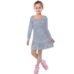 Lace Flower Planet And Decorative Star Kids  Long Sleeve Velvet Dress by pepitasart