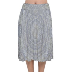 Lace Flower Planet And Decorative Star Velvet Flared Midi Skirt by pepitasart