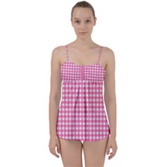 Pink Gingham Babydoll Tankini Set by retrotoomoderndesigns