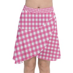 Pink Gingham Chiffon Wrap Front Skirt by retrotoomoderndesigns