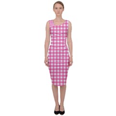 Pink Gingham Sleeveless Pencil Dress