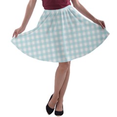 Blue Gingham A-line Skater Skirt by retrotoomoderndesigns