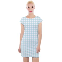 Blue Gingham Cap Sleeve Bodycon Dress