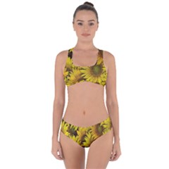 Surreal Sunflowers Criss Cross Bikini Set by retrotoomoderndesigns