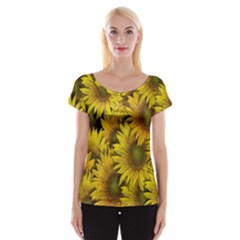 Surreal Sunflowers Cap Sleeve Top by retrotoomoderndesigns