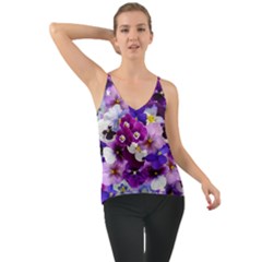 Pretty Purple Pansies Chiffon Cami by retrotoomoderndesigns