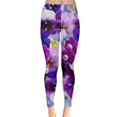 Pretty Purple Pansies Leggings  by retrotoomoderndesigns