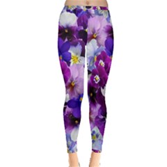 Pretty Purple Pansies Inside Out Leggings by retrotoomoderndesigns