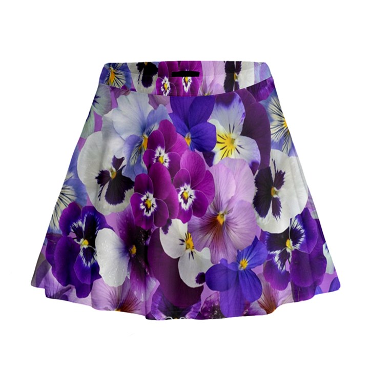 Pretty Purple Pansies Mini Flare Skirt