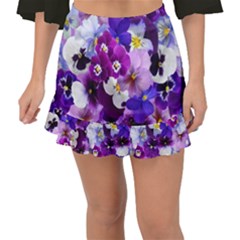 Pretty Purple Pansies Fishtail Mini Chiffon Skirt by retrotoomoderndesigns