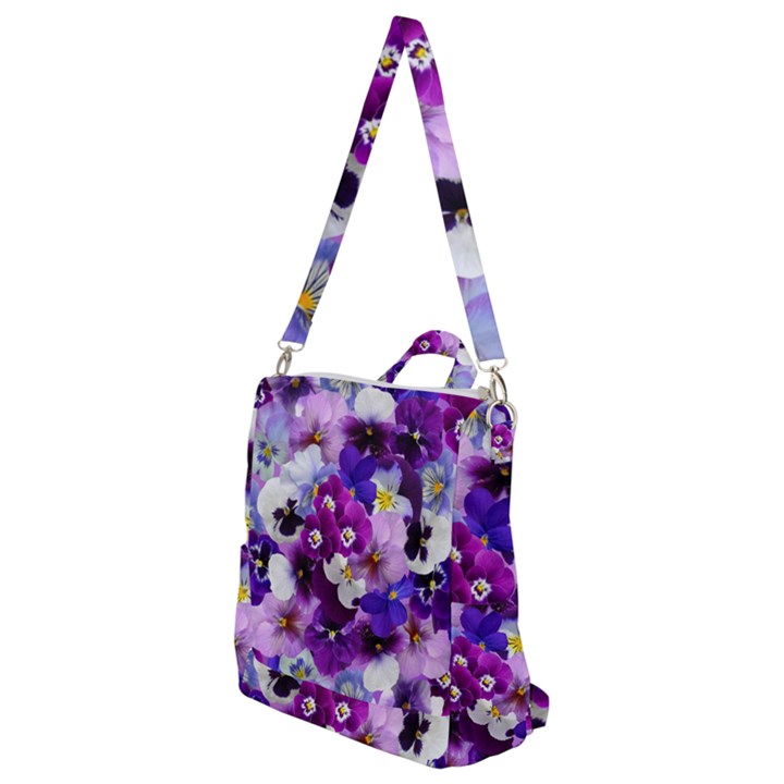 Pretty Purple Pansies Crossbody Backpack