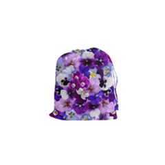 Pretty Purple Pansies Drawstring Pouch (xs) by retrotoomoderndesigns