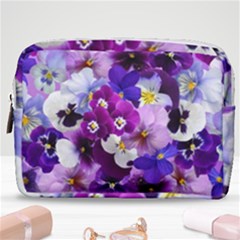 Pretty Purple Pansies Make Up Pouch (medium) by retrotoomoderndesigns