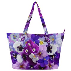 Pretty Purple Pansies Full Print Shoulder Bag