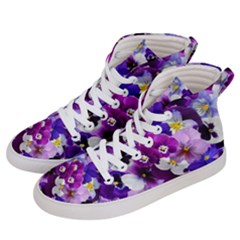 Pretty Purple Pansies Women s Hi-top Skate Sneakers by retrotoomoderndesigns