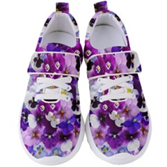 Pretty Purple Pansies Women s Velcro Strap Shoes by retrotoomoderndesigns