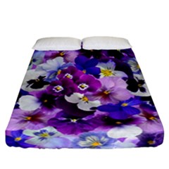 Pretty Purple Pansies Fitted Sheet (california King Size) by retrotoomoderndesigns