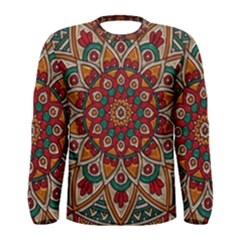 Mandala - Red & Teal  Men s Long Sleeve Tee by WensdaiAmbrose