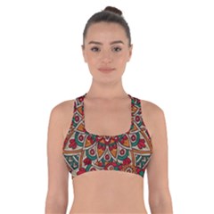 Mandala - Red & Teal  Cross Back Sports Bra by WensdaiAmbrose