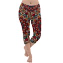 Mandala - Red & Teal. Lightweight Velour Capri Yoga Leggings View1