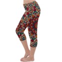 Mandala - Red & Teal. Lightweight Velour Capri Yoga Leggings View2