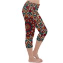 Mandala - Red & Teal. Lightweight Velour Capri Yoga Leggings View3