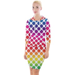 Rainbow Polka Dots Quarter Sleeve Hood Bodycon Dress