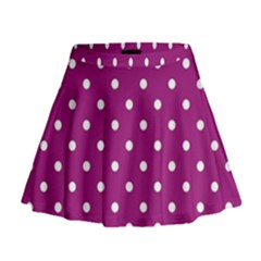 Fuschia Polka Dot Mini Flare Skirt by retrotoomoderndesigns