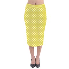 Yellow Polka Dot Velvet Midi Pencil Skirt by retrotoomoderndesigns