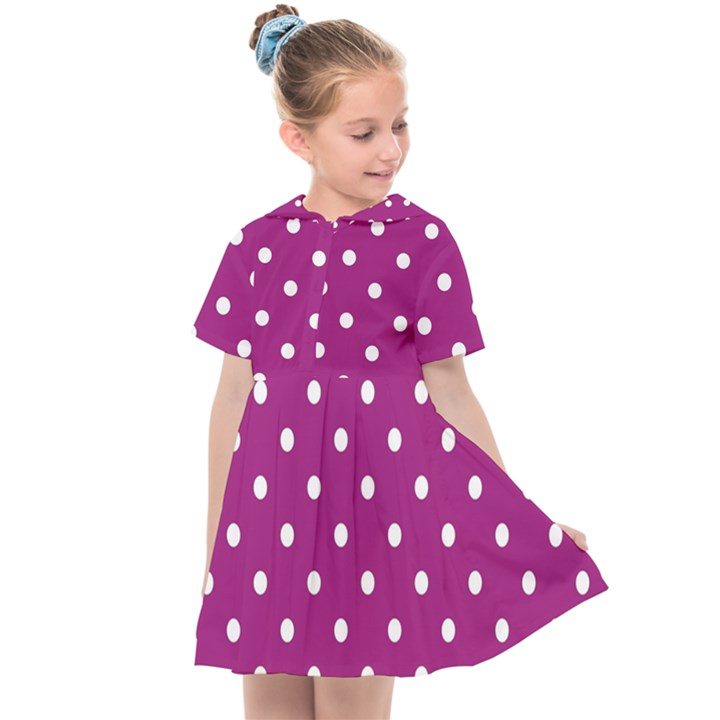 Fuschia Polka Dot Kids  Sailor Dress