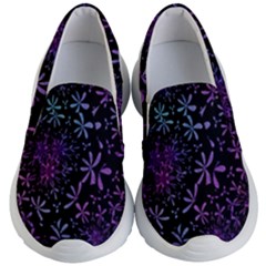 Retro Lilac Pattern Kids  Lightweight Slip Ons by WensdaiAmbrose