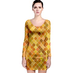 Square Pattern Diagonal Long Sleeve Bodycon Dress by Mariart