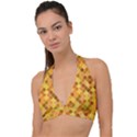 Square Pattern Diagonal Halter Plunge Bikini Top View1