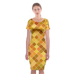 Square Pattern Diagonal Classic Short Sleeve Midi Dress by Mariart