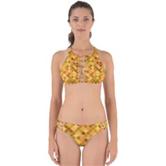 Square Pattern Diagonal Perfectly Cut Out Bikini Set