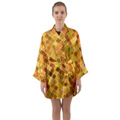 Square Pattern Diagonal Long Sleeve Kimono Robe