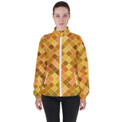 Square Pattern Diagonal High Neck Windbreaker (women)