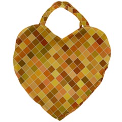 Square Pattern Diagonal Giant Heart Shaped Tote by Mariart