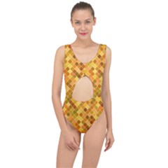 Square Pattern Diagonal Center Cut Out Swimsuit by Mariart