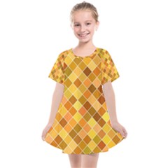 Square Pattern Diagonal Kids  Smock Dress