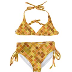 Square Pattern Diagonal Kids  Classic Bikini Set