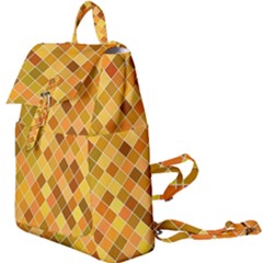 Square Pattern Diagonal Buckle Everyday Backpack