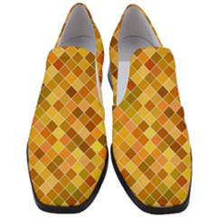 Square Pattern Diagonal Slip On Heel Loafers