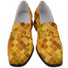 Square Pattern Diagonal Women s Chunky Heel Loafers