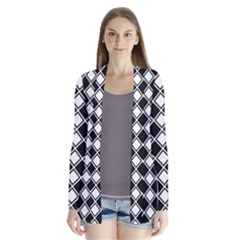 Square Diagonal Pattern Drape Collar Cardigan by Mariart