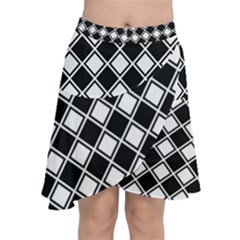 Square Diagonal Pattern Chiffon Wrap Front Skirt by Mariart