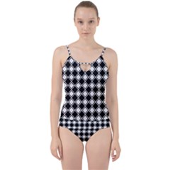 Square Diagonal Pattern Cut Out Top Tankini Set