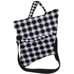 Square Diagonal Pattern Fold Over Handle Tote Bag