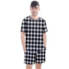 Square Diagonal Pattern Men s Mesh Tee And Shorts Set